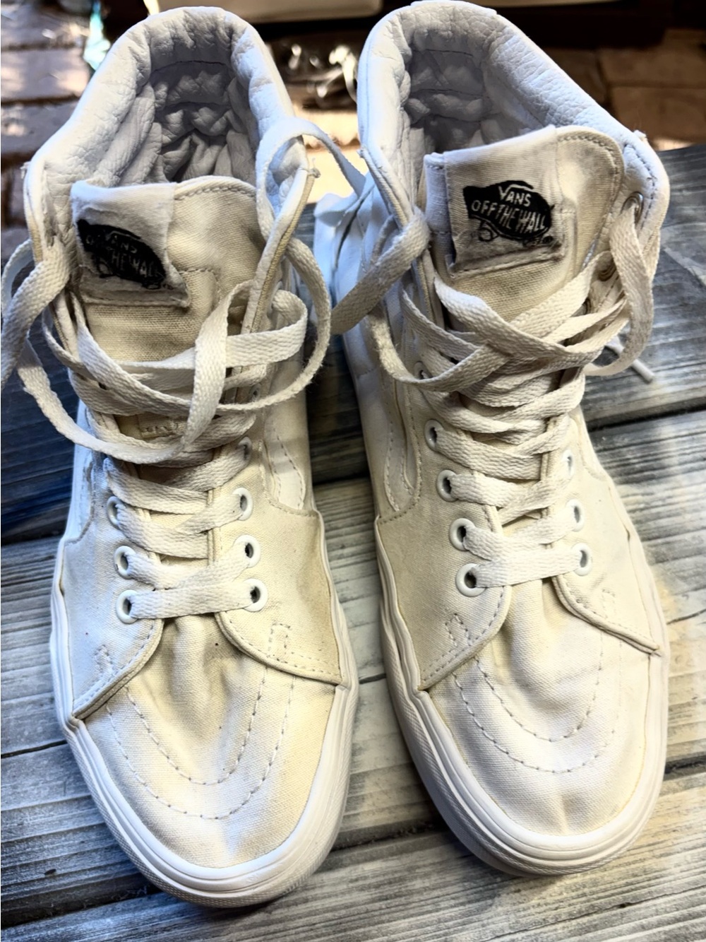 Vans High-Top Sneakers in Off-White Canvas womens 7.5